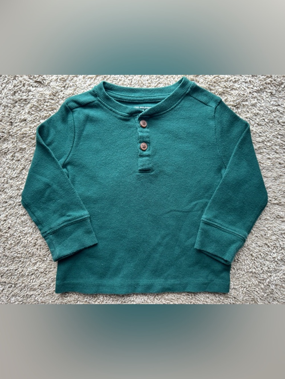 12–18M The Children’s Place Waffle Knit Henley Long Sleeve Shirt Green